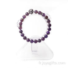 Bracelet à perles élastiques avec pierres semi-précieuses d&#39;améthyste